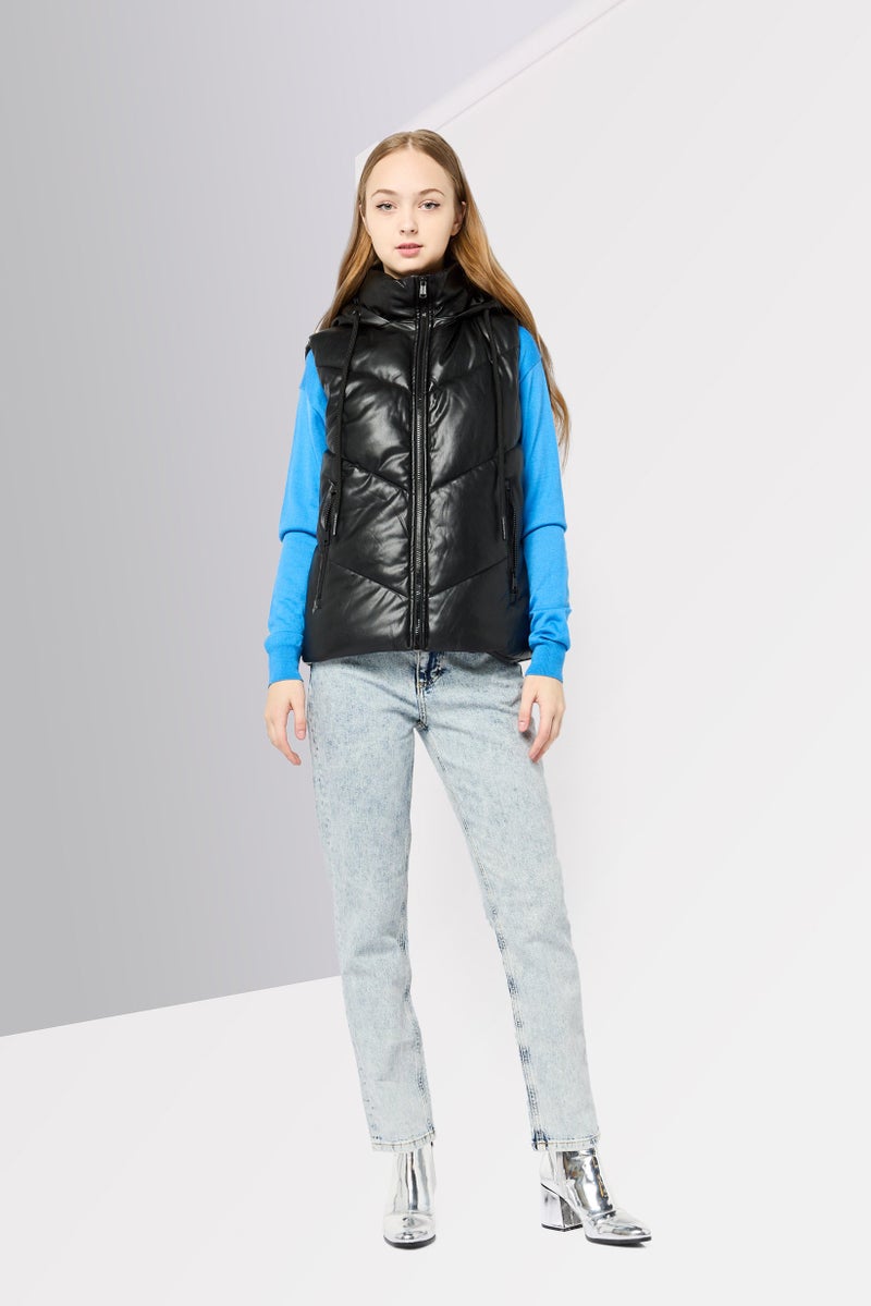 GUESS Women Quilted Vest Jacket, Black - Image 3
