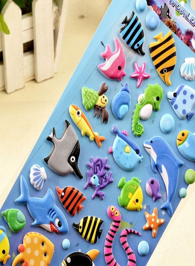 PROBABE Underwater Sea Stickers Set - 5 Sheets of 3D Ocean Animal Plastic Stickers for Kids, Including Fish, Sharks, Dolphins, Penguins & More - Educational Reward Stickers (Mix Design - 5 Sheet) - Image 2