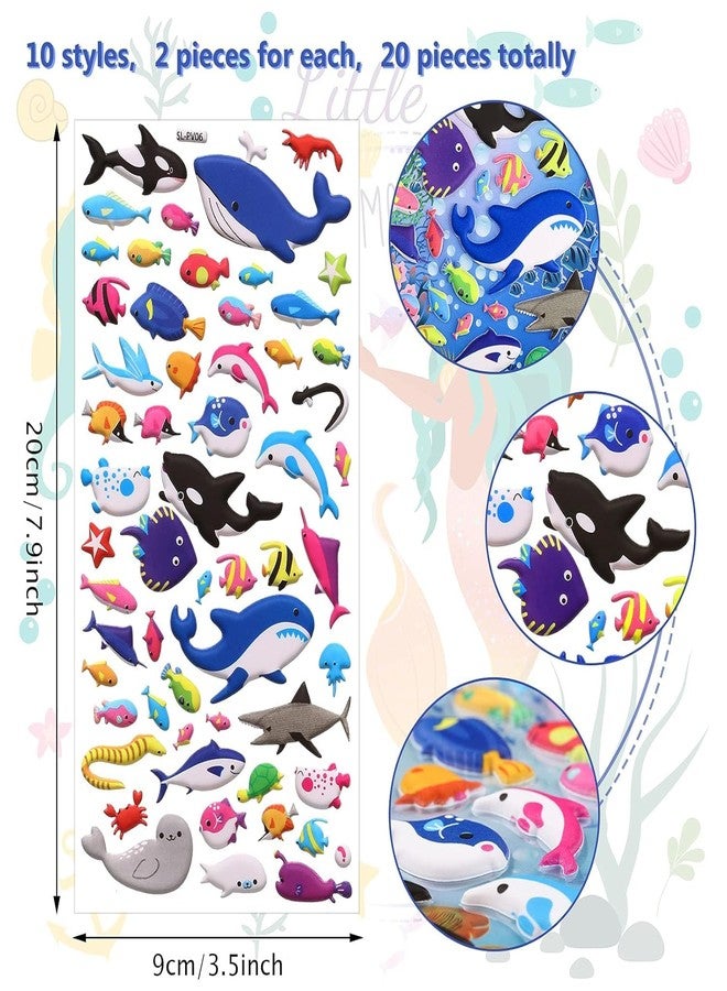 PROBABE Underwater Sea Stickers Set - 5 Sheets of 3D Ocean Animal Plastic Stickers for Kids, Including Fish, Sharks, Dolphins, Penguins & More - Educational Reward Stickers (Mix Design - 5 Sheet) - Image 3