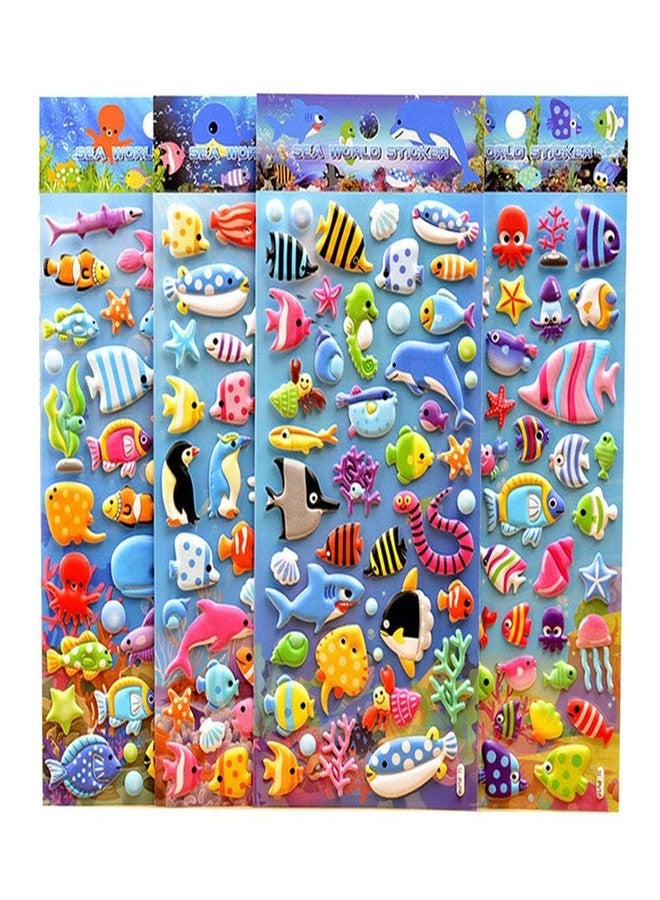 PROBABE Underwater Sea Stickers Set - 5 Sheets of 3D Ocean Animal Plastic Stickers for Kids, Including Fish, Sharks, Dolphins, Penguins & More - Educational Reward Stickers (Mix Design - 5 Sheet) - Image 1