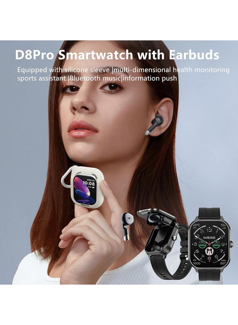 AROAQ D8Pro 2.01" TFT Smartwatch with Earbuds Smart Watch TWS Wireless Bluetooth Headset Health Monitor Fitness Tracker Bluetooth Call Music Player - Image 2
