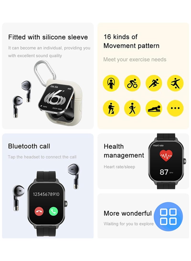 AROAQ D8Pro 2.01" TFT Smartwatch with Earbuds Smart Watch TWS Wireless Bluetooth Headset Health Monitor Fitness Tracker Bluetooth Call Music Player - Image 4