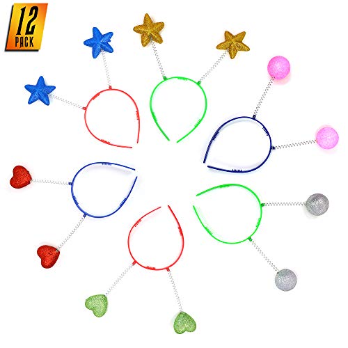 Skeleteen Glitter Antenna Head Boppers Rainbow Shapes Novelty Headbands 12 Pieces - Image 1