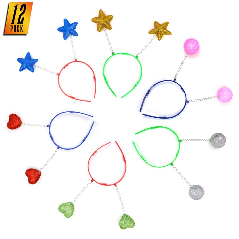 Skeleteen Glitter Antenna Head Boppers Rainbow Shapes Novelty Headbands 12 Pieces - Image 3