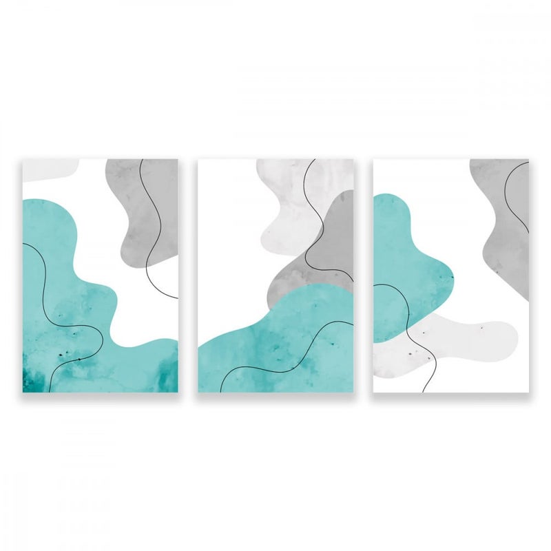 ماركتنا ثلاث لوحات قماشية مودرن بتصميم رسم تجريدي مع برواز مجوف مقاس (150×70) ثلاث قطع - Image 1