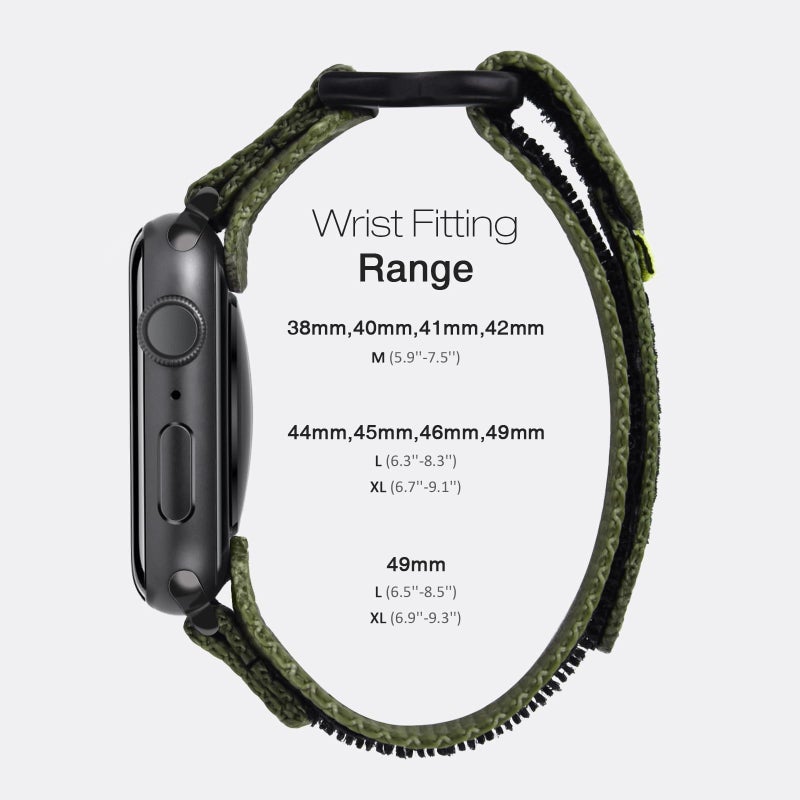 Nereides Compatible with Apple Watch Series 11 Band Series 10/9/8/7/6/5/4/SE/SE2/SE3/Ultra 3/2/1, Nylon Sports Strap with Woven Design for 49mm/46mm/45mm/44mm (L, Army Green) - Image 5