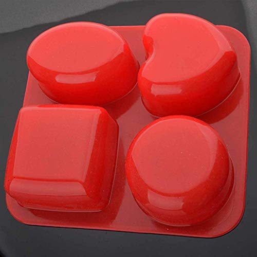 Clazkit Silicone Soap Mold 4-in-1 | Round, Square, Oval & Heart Shape Mould | Multi-Purpose for Soap, Bath Bombs, Candle, Cake & Pastry | Multicolor (Pack of 1) - Image 3