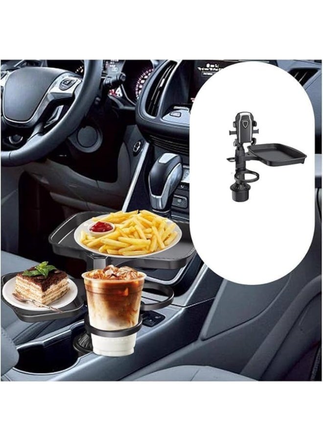 حامل اكواب للسيارة متعدد الاغراض 4 في 1 مع حامل جوال قابل للفصل وحامل جوال ولوحة سيارة مزدوجة وحامل اكواب للسيارة وقاعدة قابلة للتعديل - اسود (CZ-94240) - Image 3