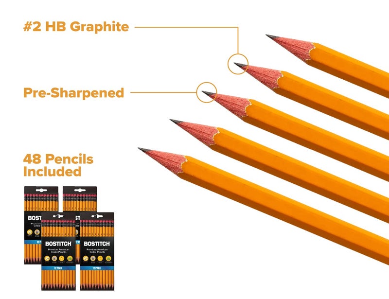 Bostitch Office Premium #2 Pencils, American Cedar Wood, Pre-Sharpened, HB Graphite, 48-Pack - Image 4