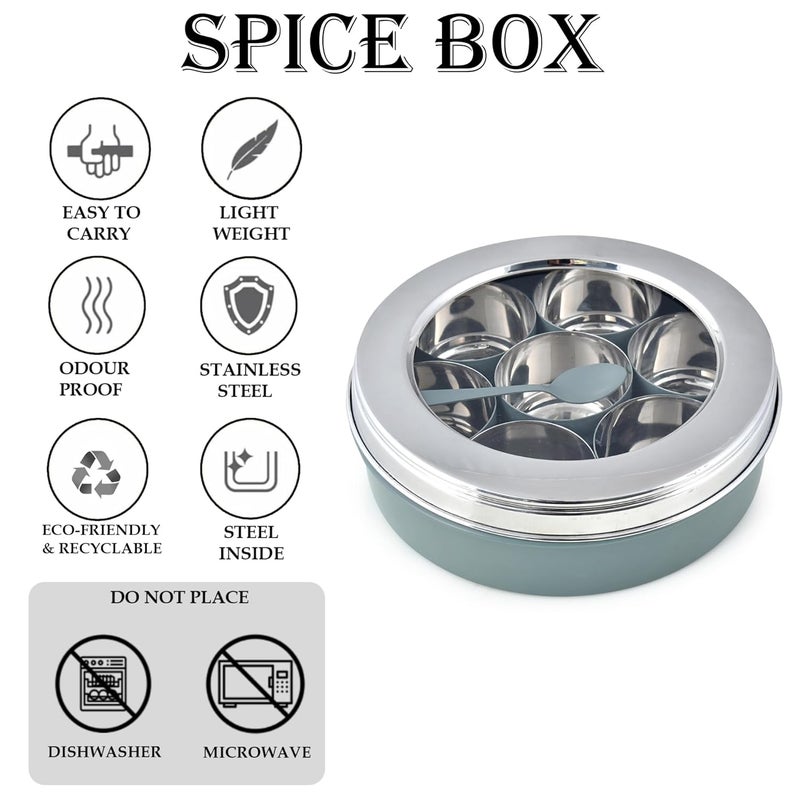 Elan SPICE BOX, 7 compartments, Stainless Steel (Moss Green) - Image 4