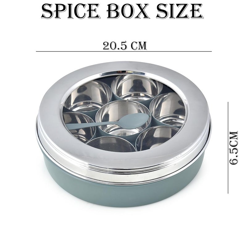Elan SPICE BOX, 7 compartments, Stainless Steel (Moss Green) - Image 2