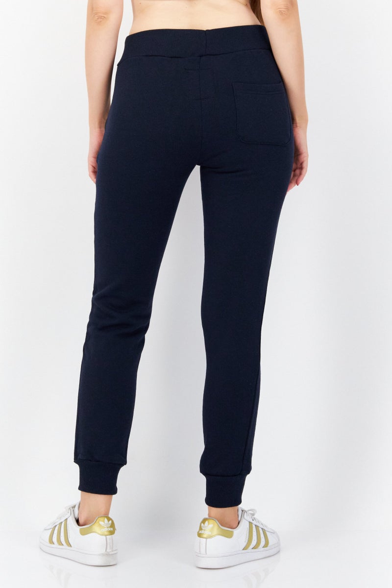 GEOGRAPHICAL NORWAY Women Drawstring Brand Logo Jogger Pants, Navy Blue  - Image 4