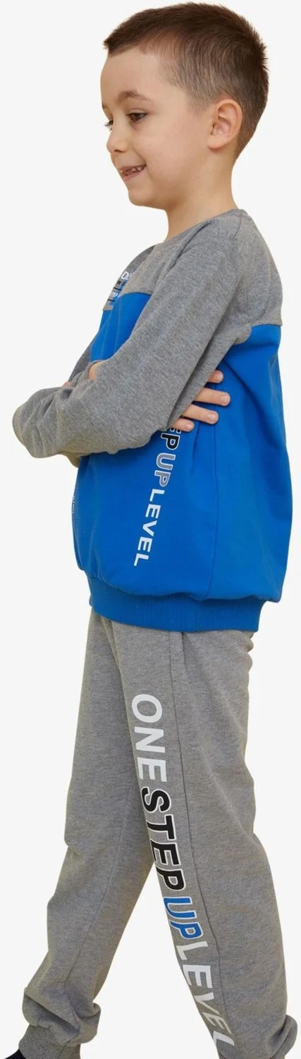 Breeze Girls & Boys Boy's Tracksuit Set with Text Printing, Age 7-12, Saks Blue