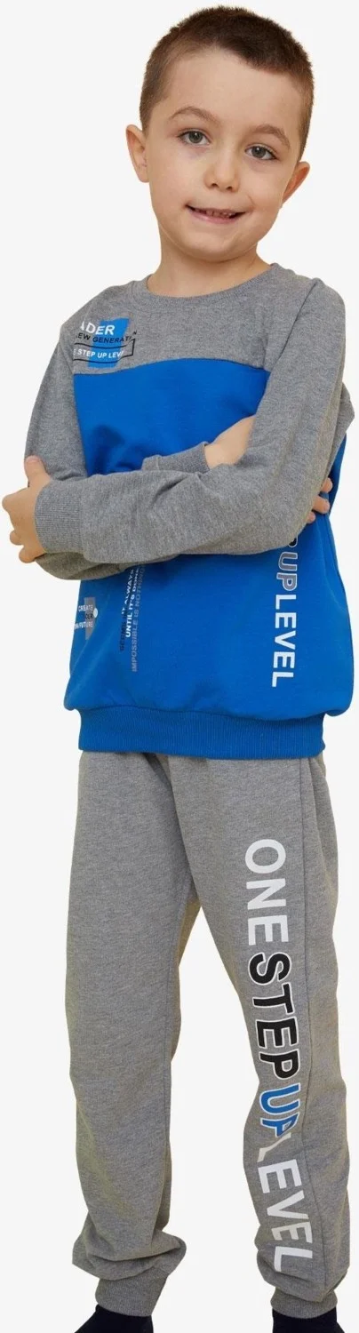 Breeze Girls & Boys Boy's Tracksuit Set with Text Printing, Age 7-12, Saks Blue