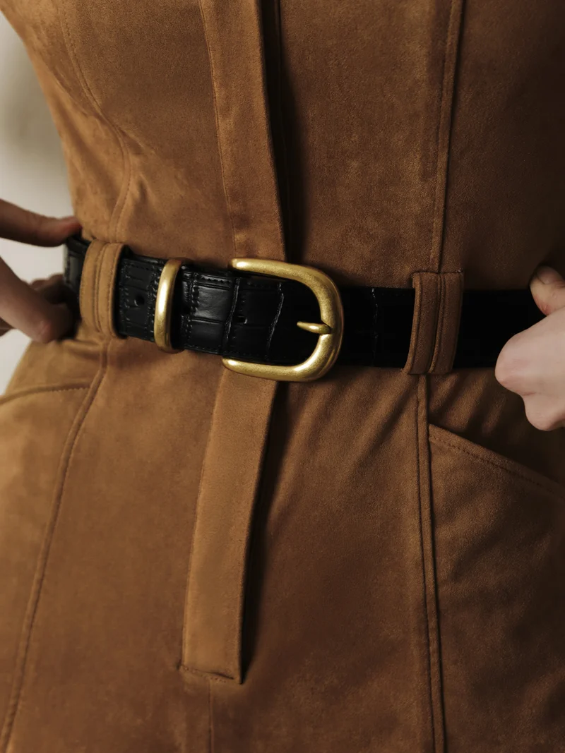 Lichi  Wide textured leather belt for Women | Best Price UAE