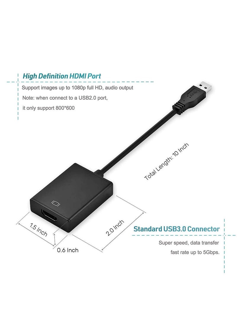 ELTRAZONE USB to HDMI Adapter – USB 3.0 to HDMI Cable Multi-Display Video Converter – 1080P HD Output for Windows 7/8/10 PC, Laptop, Monitor, Projector, HDTV – Plug & Play – Not Compatible with macOS/Chromebook  - Image 2