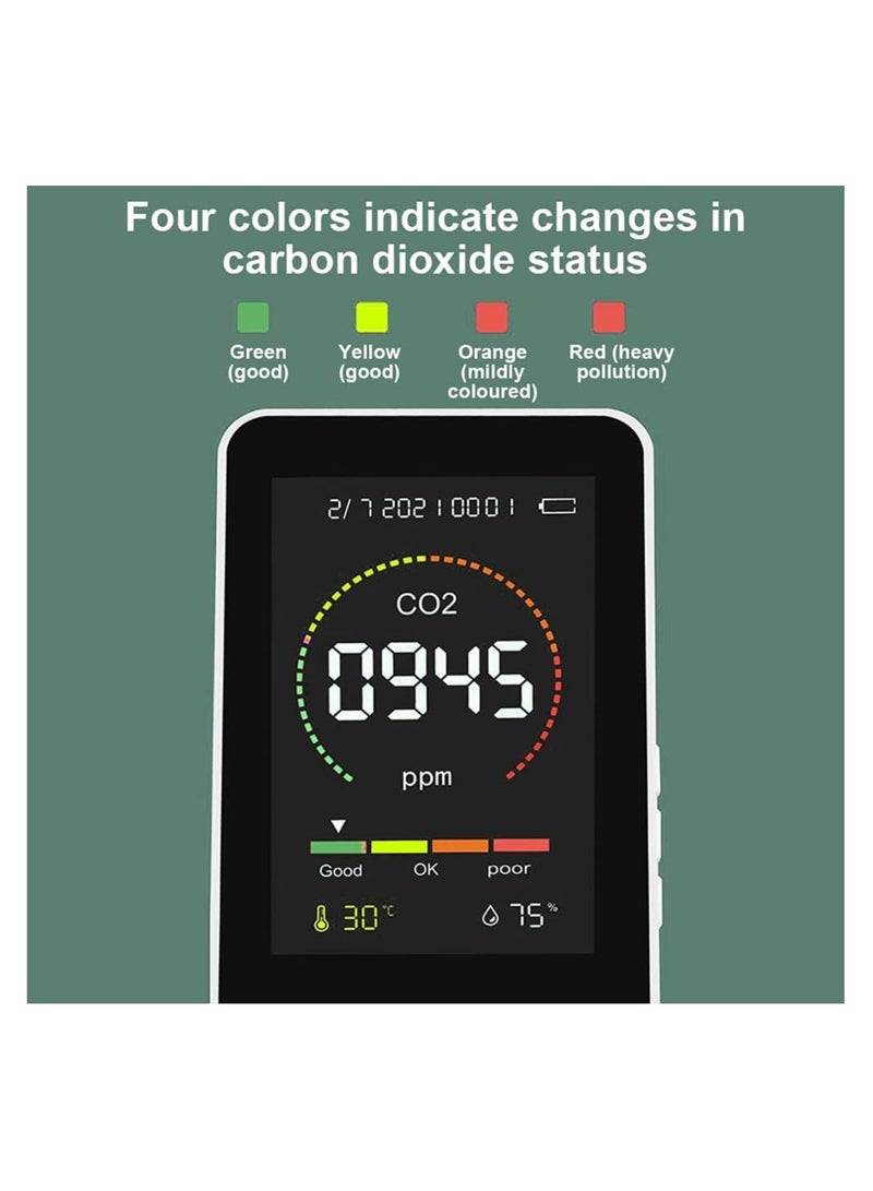 CO2 Monitor, CO2 Air Quality Tester, CO2 Detector Carbon Dioxide Monitor, CO2 Measuring Device, Rechargeable Carbon Dioxide Detecting Tool, Wireless Air Quality Monitor for Home, Office or School  - Image 2