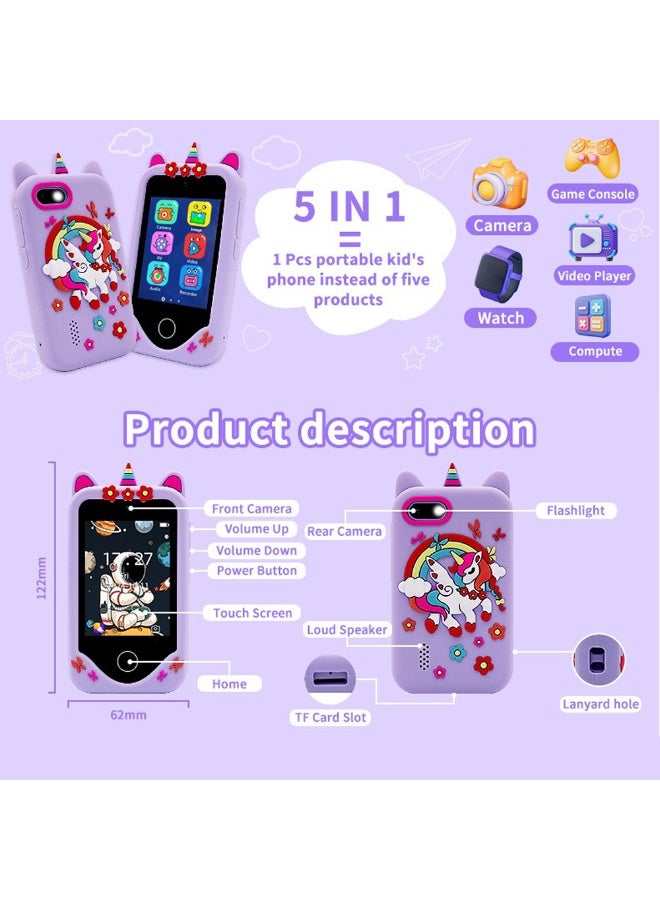 Kids Smart Phone for Kids Girls, Birthday Gifts for 3 4 5 6 7 8 years old Girls, Touchscreen Learning Toys for girls age 3-11 with Dual Camera 8G SD Card - Image 3