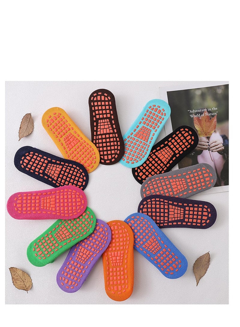 Y&D 12 Pairs Non Slip Yoga Socks with Grips Women Anti-Skid Sticky Grippers for Pilates Ballet Barre Yoga, Multi Color - Image 2