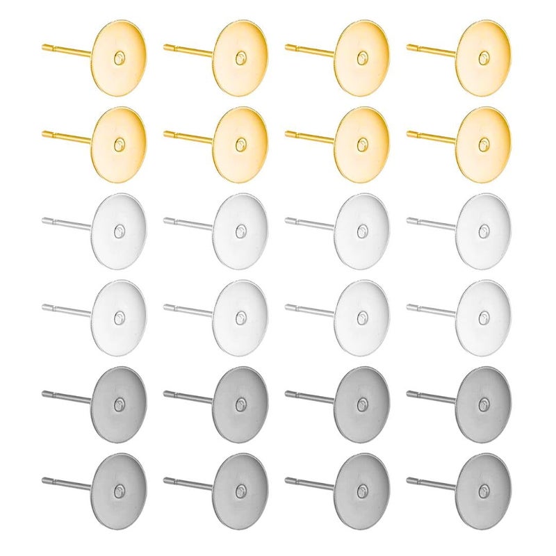 SATRA TRADERS Earring Studs with Flat Round Pads, DIY Jewelry Findings, Gold and Silver Plated, for Earring Making and Repair | Qty : 100g | EF17 (Nickle, 4MM) - Image 3