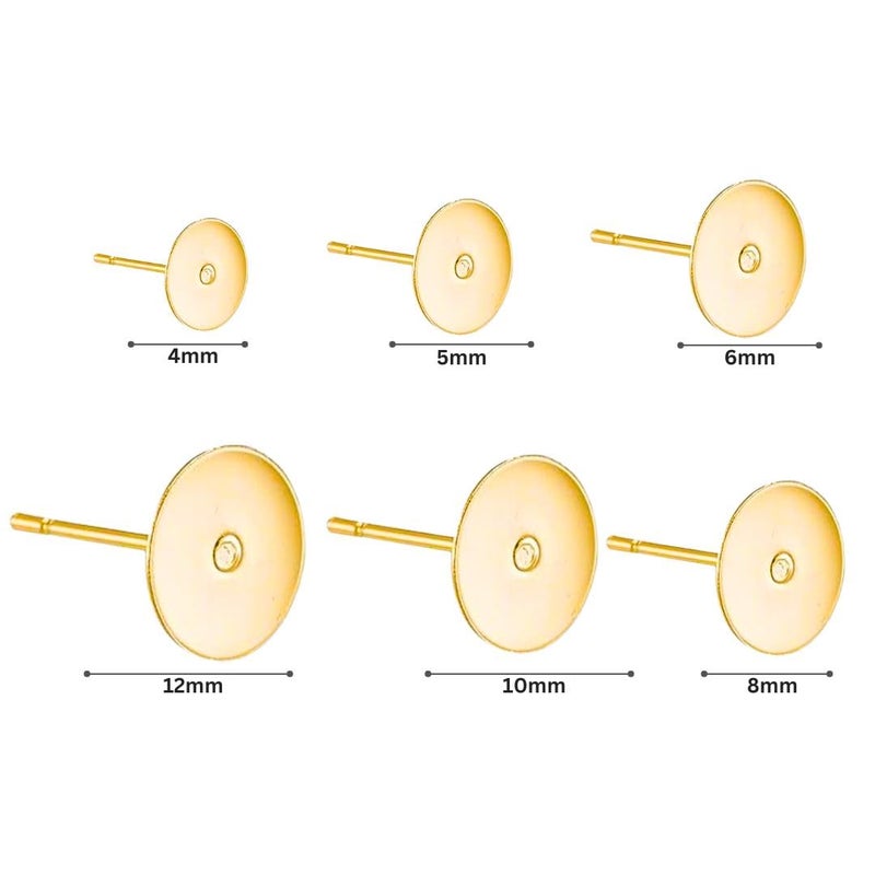 SATRA TRADERS Earring Studs with Flat Round Pads, DIY Jewelry Findings, Gold and Silver Plated, for Earring Making and Repair | Qty : 100g | EF17 (Nickle, 4MM) - Image 2