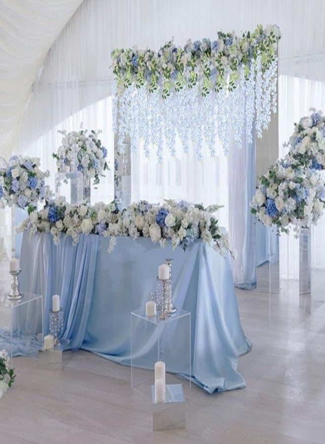 INSUNSIX 12Pack Wisteria Hanging Flowers Vines 3.6ft Blue Artificial Flowers Fake Wisteria Bushy Garland Silk Flowers Wisteria Hanging Rattan String for Garden Home Wall Wedding Party Decor (Sky Blue) - Image 3