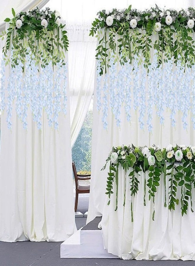 INSUNSIX 12Pack Wisteria Hanging Flowers Vines 3.6ft Blue Artificial Flowers Fake Wisteria Bushy Garland Silk Flowers Wisteria Hanging Rattan String for Garden Home Wall Wedding Party Decor (Sky Blue) - Image 2
