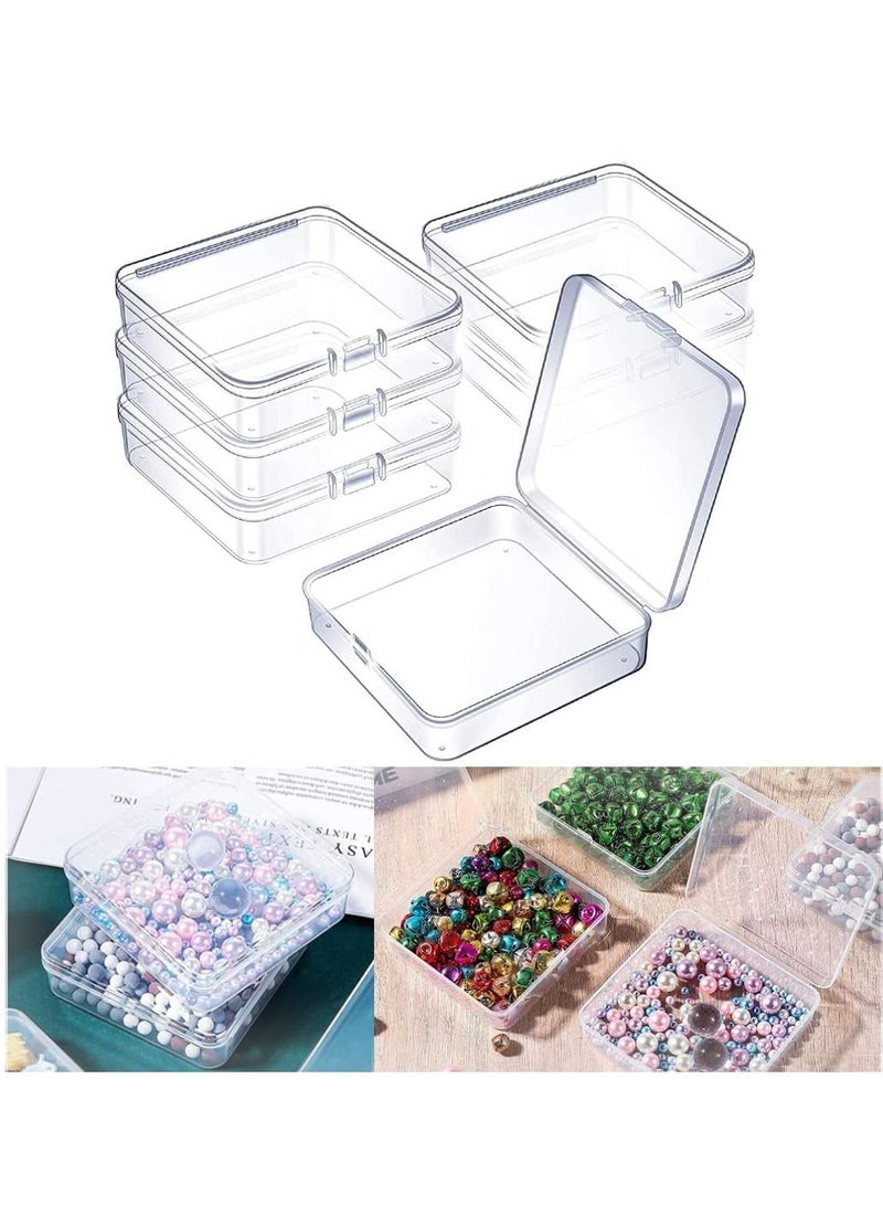 سيوسي صندوق حاويات تخزين من الخرز البلاستيكي الصغير 6 قطع لجمع الأشياء الصغيرة والخرز والمجوهرات وبطاقات العمل وقطع الألعاب والحرف اليدوية 9.4 * 9.4 * 3 سم - Image 1