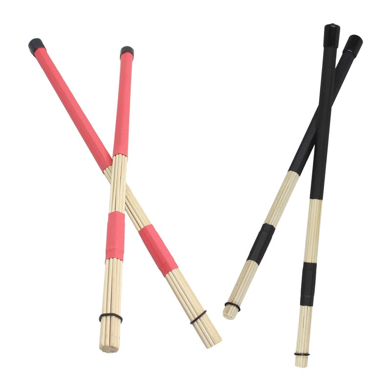 2 Pairs Brush : Drum Accessories - Rod Jazz Brushes for Acoustic - Percussion Drumstick for Practice Performance - Image 2