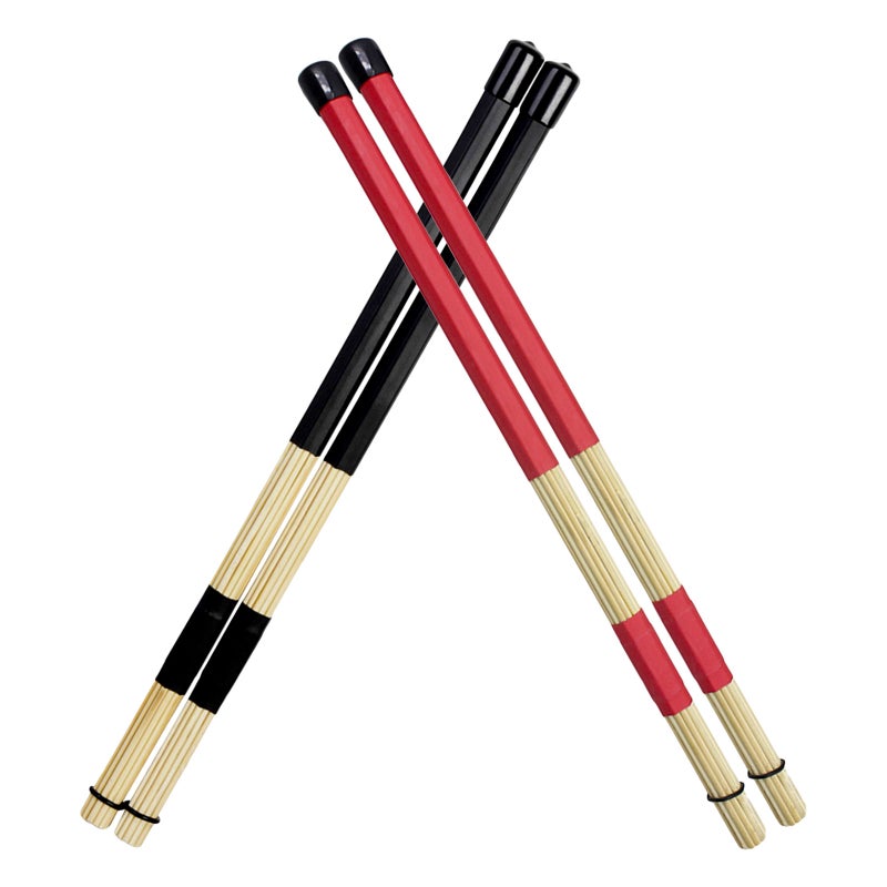 2 Pairs Brush : Drum Accessories - Rod Jazz Brushes for Acoustic - Percussion Drumstick for Practice Performance - Image 1