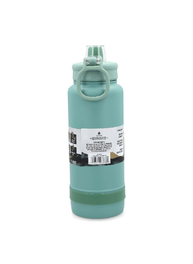 MANNA Push Non-Slip Silicone Grip Stainless Steel Water Bottle Powder Blue 1.2 L AC55313 - Image 2