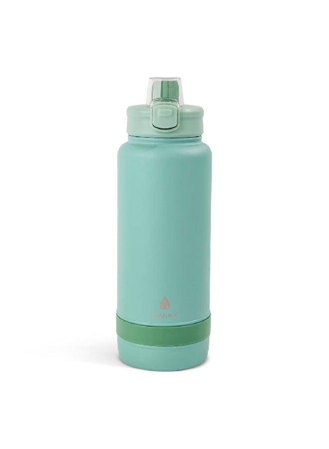 MANNA Push Non-Slip Silicone Grip Stainless Steel Water Bottle Powder Blue 1.2 L AC55313 - Image 3