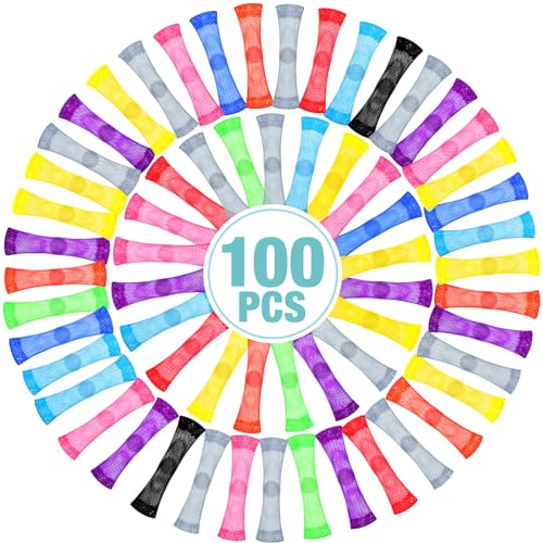 Macarrie 100 Pieces Marble Mesh Fidget Toy Stress Relieve Fidget Toy for Anxiety Sensory Quiet Marble Sensory Toys Silent Toys for School Office ADHD Add OCD Autism GiftsBright Style - Image 1