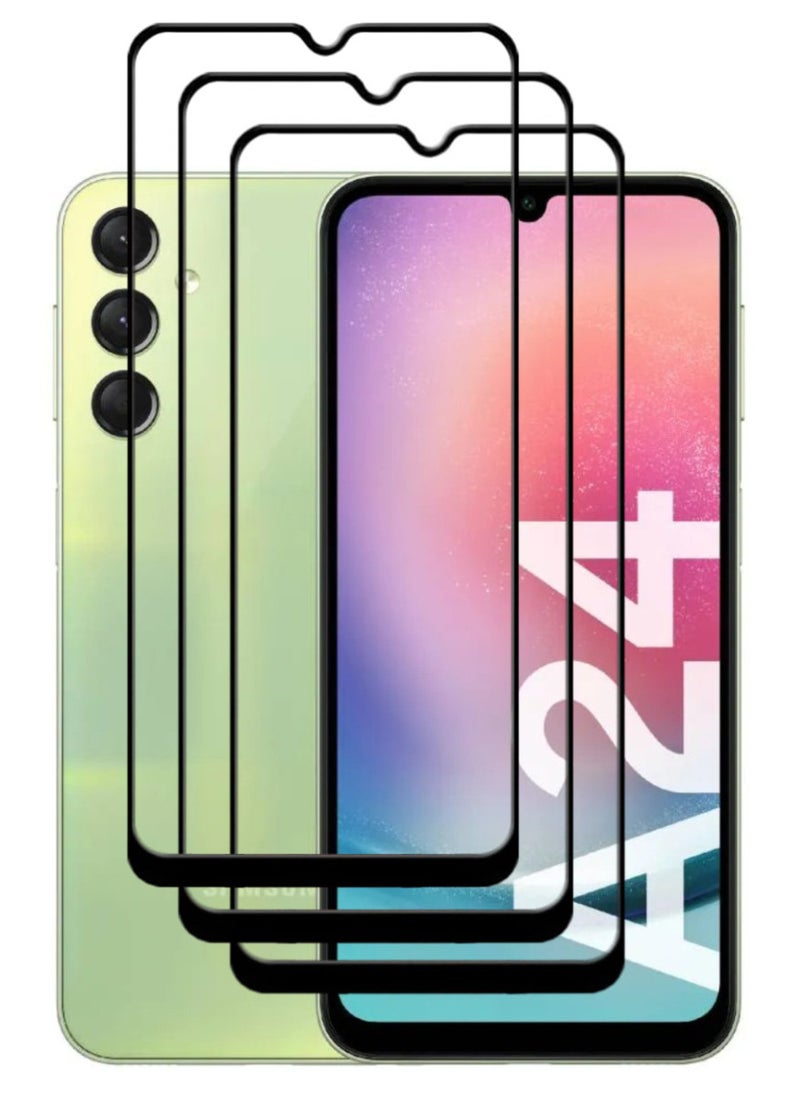 ACLIX 3 Pieces Antistatic ESD Dustproof Premium Quality High Definition Tempered Glass Screen Protector Designed For Samsung Galaxy A24 4G - Image 1