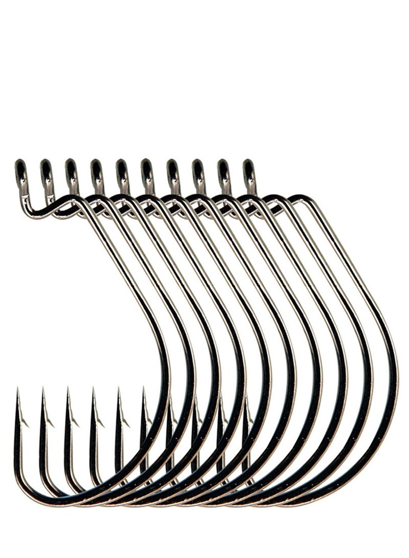 KASTWAVE 100 Pcs Fishing Hooks, High Carbon Steel Offset Worm Hooks with Plastic Box, Strong Sharp Soft Bait Jig Fish Hooks with Barbs for Bass Freshwater Saltwater - Image 3