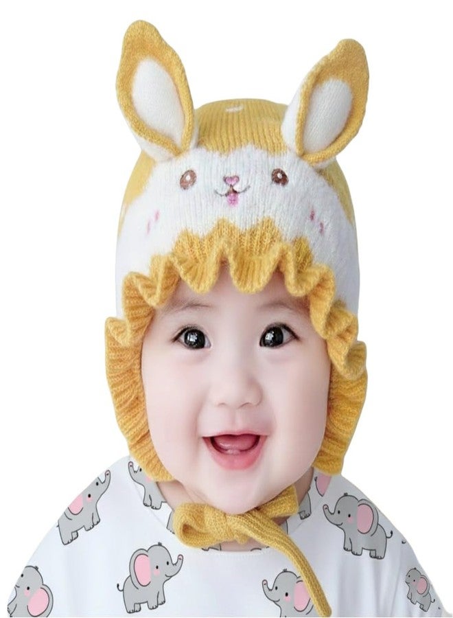 REFFER Baby Winter caps Unisex Beanie fit for 3 Months to 4 Years Old Toddler Baby Woolen Winter Caps for Kids Boy's and Girl's Free Size (Yellow) - Image 1