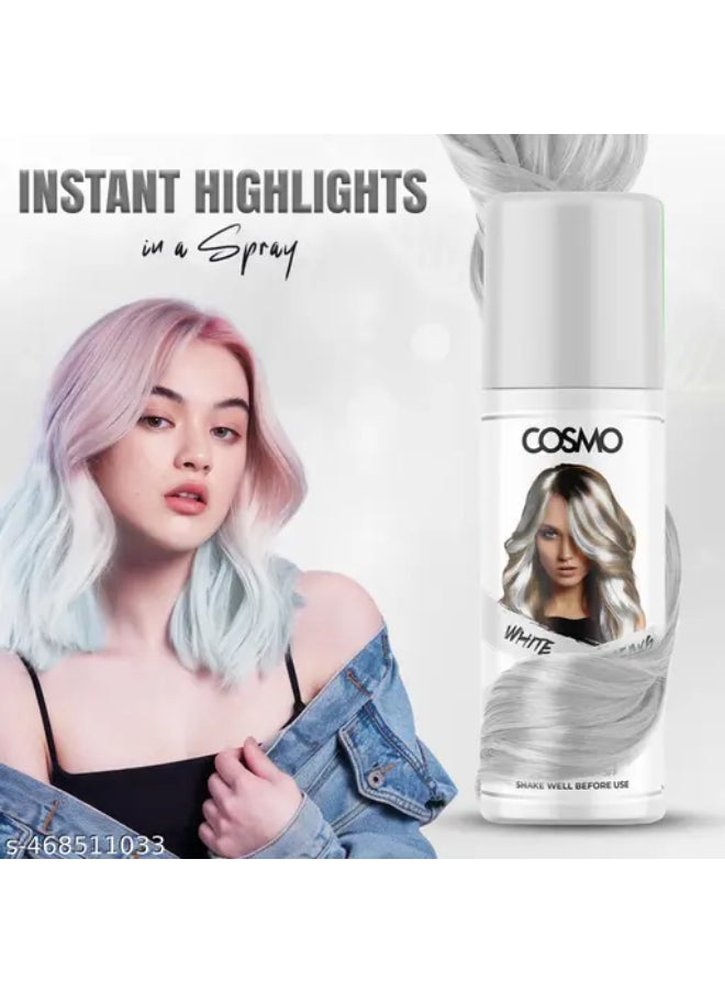 COSMO Cosmo Temporary Neon White Hair Color Spray For Unisex 100ml | Suitable for All Hair Types | Colour Spray | Easy to Wash | Beauty | Funky Party Looks  - Image 4