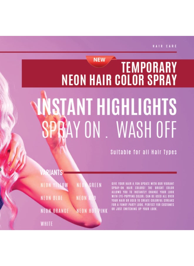 COSMO Cosmo Temporary Neon White Hair Color Spray For Unisex 100ml | Suitable for All Hair Types | Colour Spray | Easy to Wash | Beauty | Funky Party Looks  - Image 3