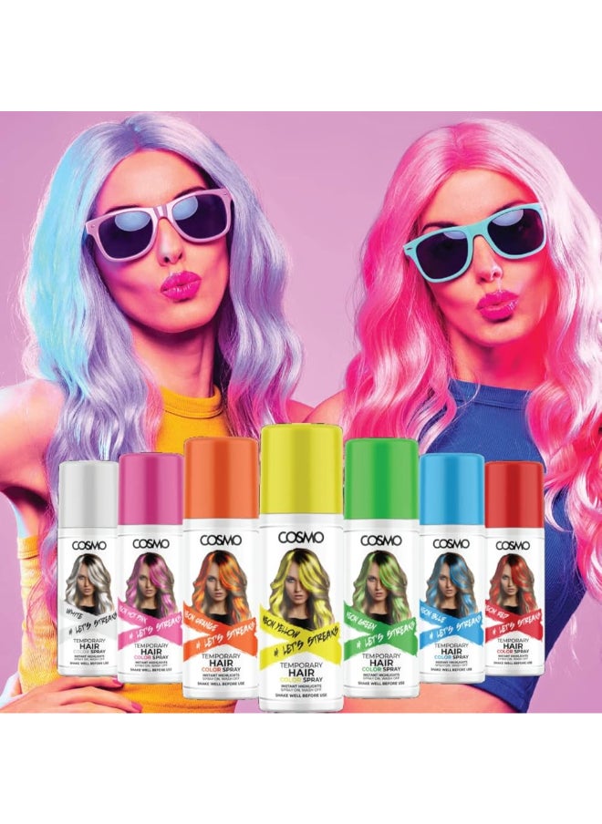 COSMO Cosmo Temporary Neon White Hair Color Spray For Unisex 100ml | Suitable for All Hair Types | Colour Spray | Easy to Wash | Beauty | Funky Party Looks  - Image 2