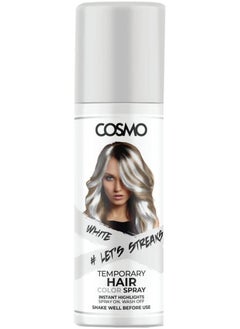 COSMO Cosmo Temporary Neon White Hair Color Spray For Unisex 100ml | Suitable for All Hair Types | Colour Spray | Easy to Wash | Beauty | Funky Party Looks  - Image 1