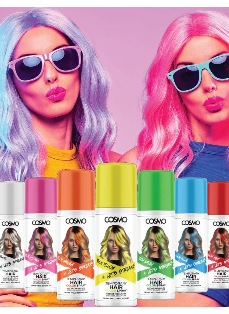 COSMO سبراي صبغة الشعر كوزمو نيون وايت المؤقت للجنسين 100 مل | مناسب لجميع أنواع الشعر | رذاذ اللون | سهل الغسل | الجمال | تبدو الحفلة غير تقليدية  - Image 2