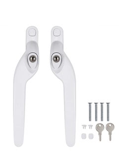 UPVC Window Locking Handles with Key 2 Pack Cranked Window Handles 40mm Spindles Universal White