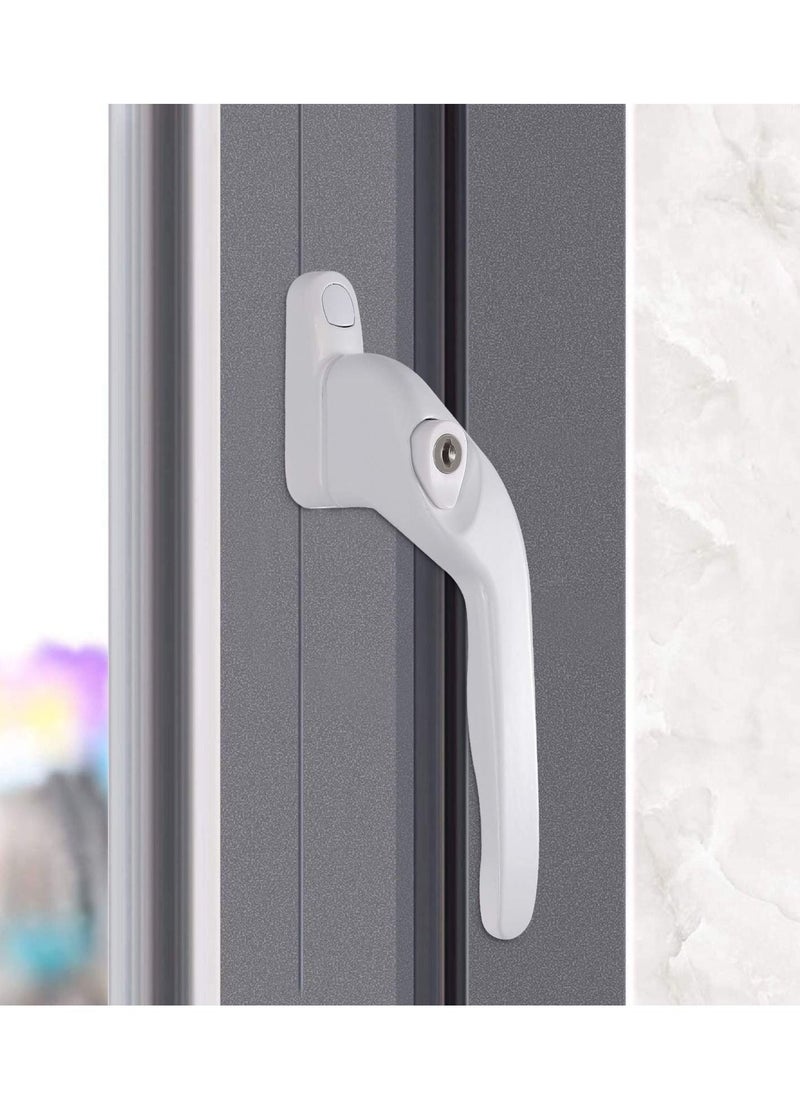 SYOSI - UPVC Window Locking Handles with Key 2 Pack Cranked Window Handles 40mm Spindles Universal White - Image 1