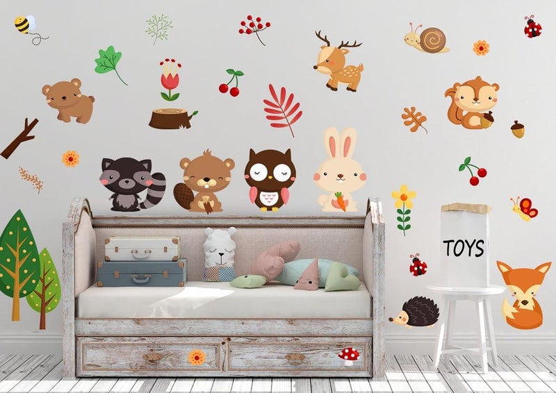 DEKOSH Kids Wild Safari Animal Wall Stickers for Nursery Decoration | Jungle Theme Peel & Stick Owl Woodland Nursery Wall Decals for Baby Playroom Decor - Image 4