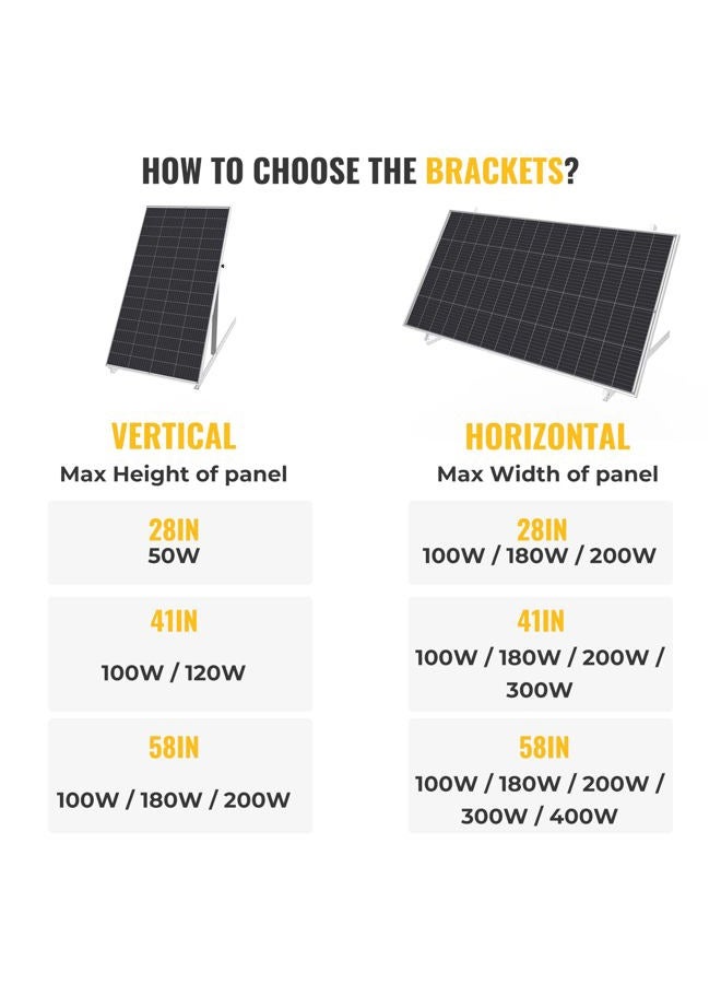 BougeRV 41in Adjustable Solar Panel Tilt Mount Brackets with Foldable Tilt Legs, Solar Panel Mounting Support up to 180 200 300 Watt Solar Panel for Roof, RV, Boat, and Off-Grid - Image 5