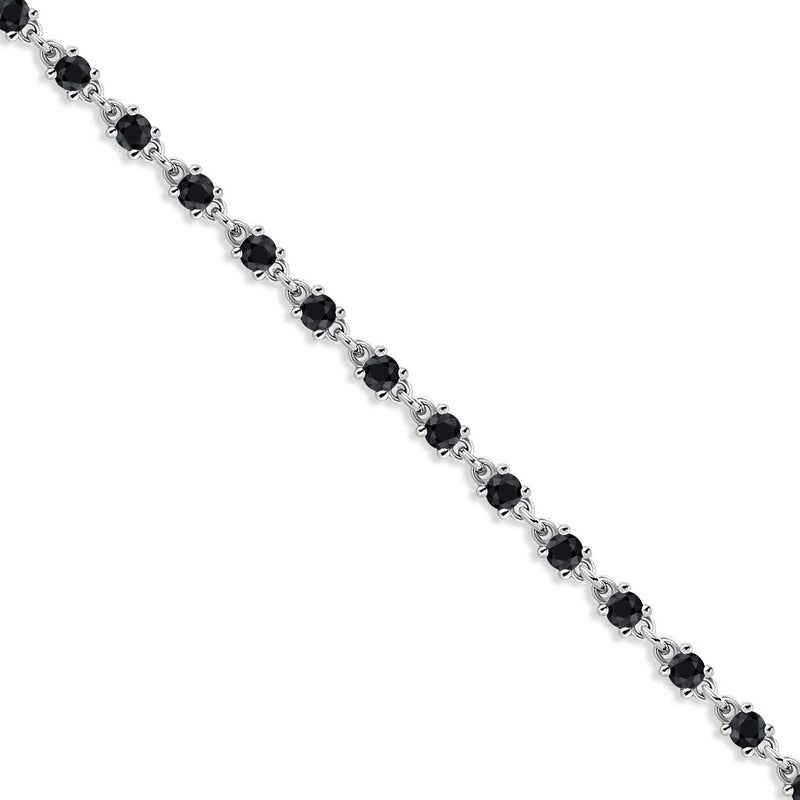 Gem Stone King Black Onyx Tennis Bracelet for Women in 925 Sterling Silver | 1.62 Cttw | Round 2.5MM | Gemstone December Birthstone | 7 Inch - Image 3