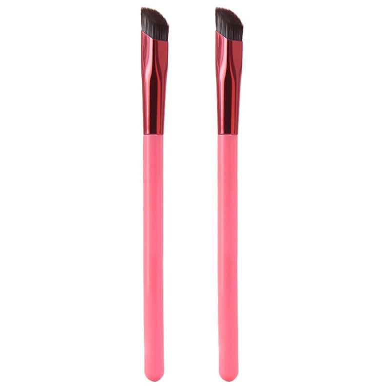 2Pcs Angled Eyebrow and Concealer Brush Set with Brown Synthetic Bristles for Precise Blending - Image 2