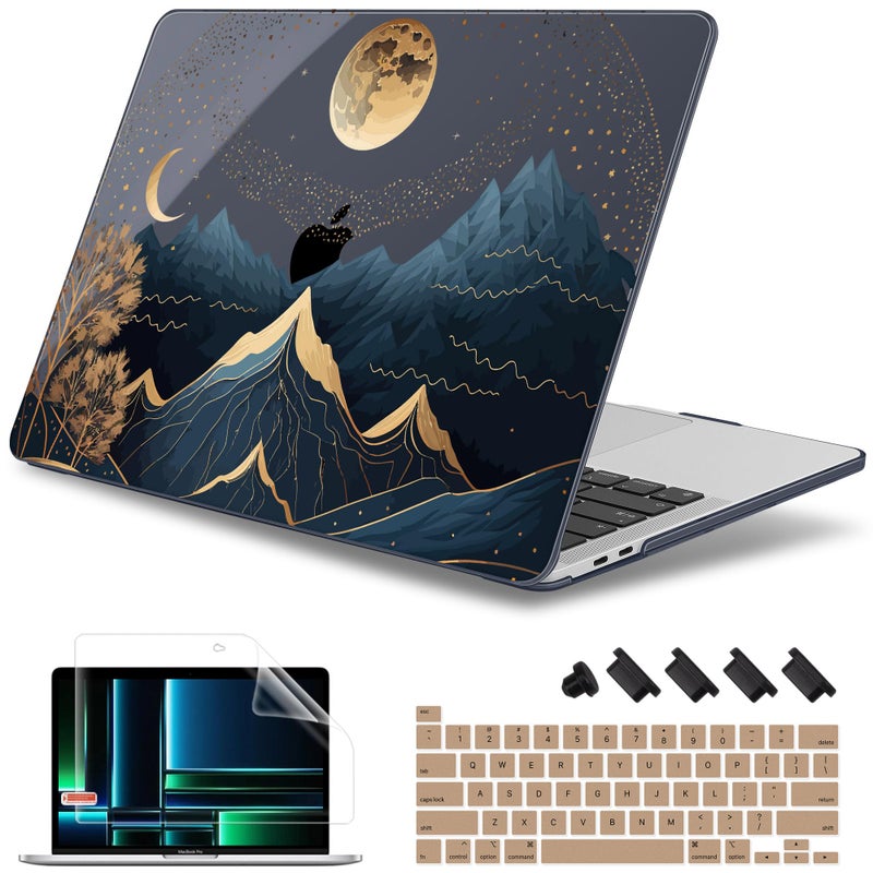 May Chen Compatible with MacBook Pro 16 inch Case 2020 2019 Release A2141 with Touch Bar&Touch ID, Plastic Hard Shell Case with Keyboard Cover + Screen Protector, Starry Mountain - Image 1