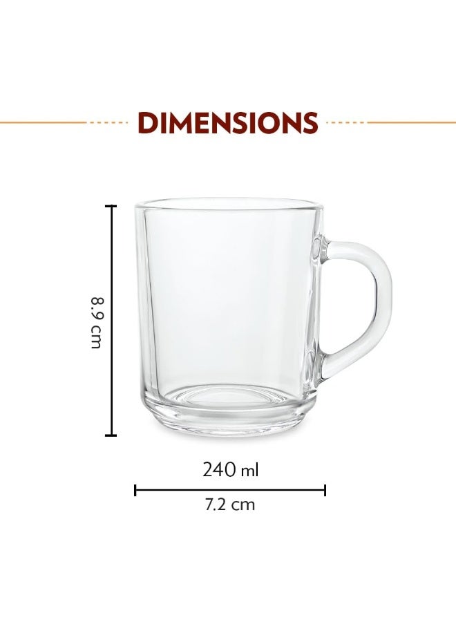 BOROSIL Latte 240 Ml Tea/Coffee Mug Set Of 6 Pc Transparent - Image 2