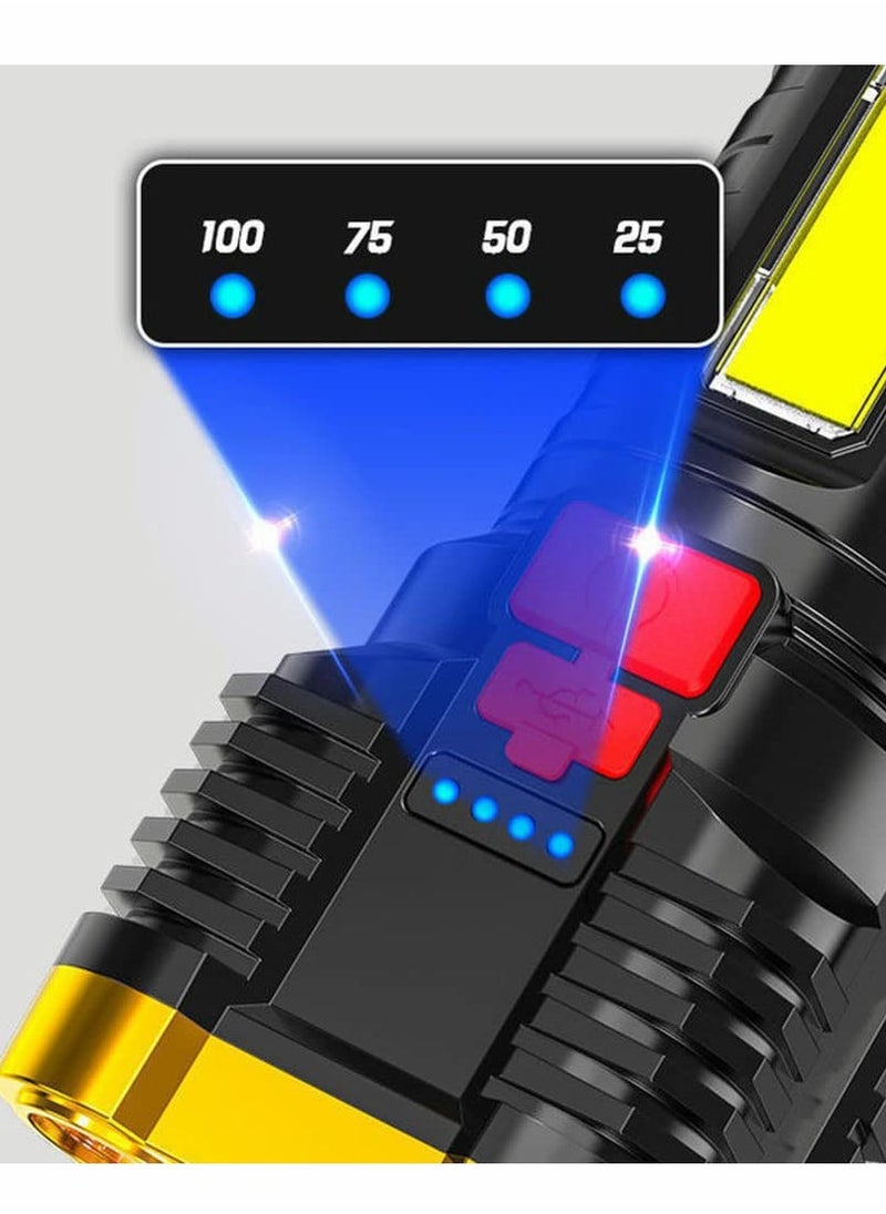 Excefore مصابيح LED فائقة السطوع، مصباح يدوي LED قوي بخمسة أنوية قابل للشحن، مصباح يدوي محمول بقوة مصابيح LED مع 4 أوضاع إضاءة  - Image 5